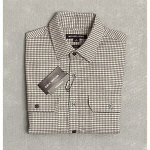 Michael Kors Men's Small Button-Up Shirt Slim Fit Dual Pockets Khaki NEW